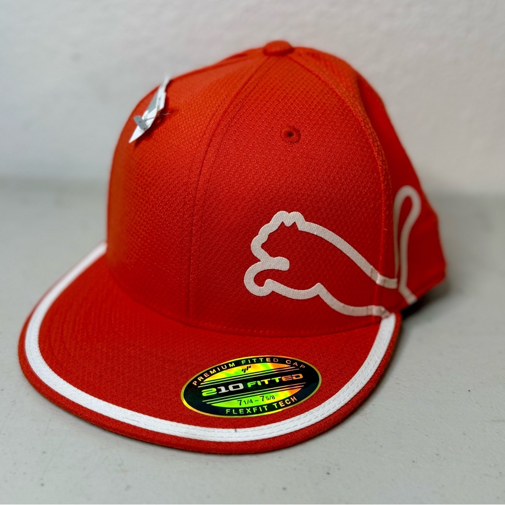 NEW PUMA COBRA Rickie Fowler Orange Fitted Golf Cap Hat Sz. L-XL 7 1/4-5/8 NWT